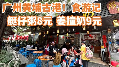 【广州漫步粤菜美食探店】姜撞奶9元！艇仔粥8元！广州黄埔古港！食游记！极受本地人推荐！街头小食！如何免费登上广州塔？平民大众旅游线路推荐！隐世