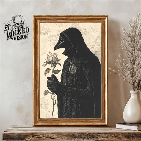 Plague Doctor Art Print Dark Academia Gothic Illustration Eerie