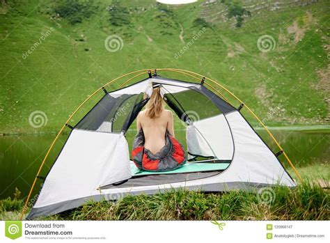 Attractive Naked Woman In Camping Stock Image Image Of Girl Harmony