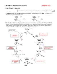 Final Exam With Answer Key For Organometallic Chemistry Chem