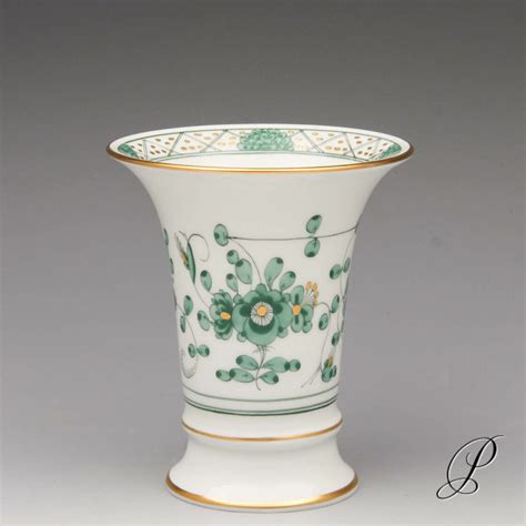 Vase Meissen 1 Wahl reiche indische Malerei grün Porzellan Porcelain