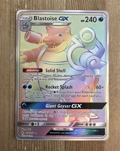 Pokemon Blastoise Gx Secret Rare Hyper Rainbow Rare Card Unbroken Bonds