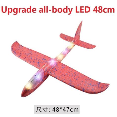 Full LED Rouge 48cm Jet De Main Avion Epp Mousse En Plein Air Lancement