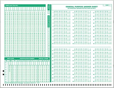 Printable Scantron Sheets