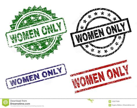 Damaged Textured Women Only Stamp Seals Stock Vector Illustration Of