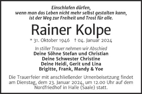 Traueranzeigen Von Rainer Kolpe Abschied Nehmen De