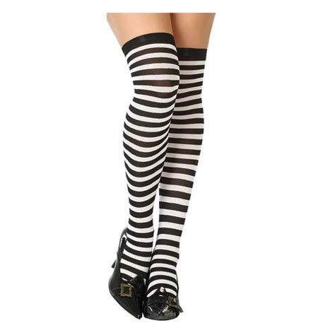 Medias Calcetin De Rayas Para Disfraz Halloween Blanco Negro Venus Sex