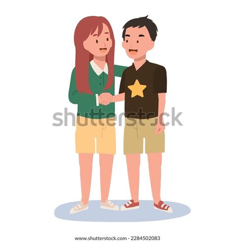 Children Handshake Concept Cute Happy Kid Stock Vector (Royalty Free ...