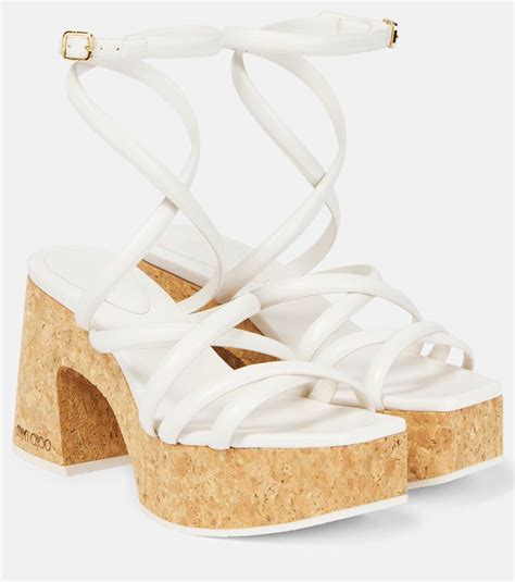 Jimmy Choo Cecelia Leather Sandals Beige Editorialist