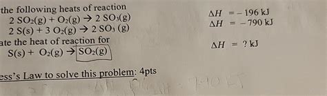 Solved The Following Heats Of Chegg