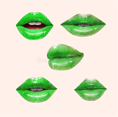 Green Lips Set Stock Vector Illustration Of Collection 114069467