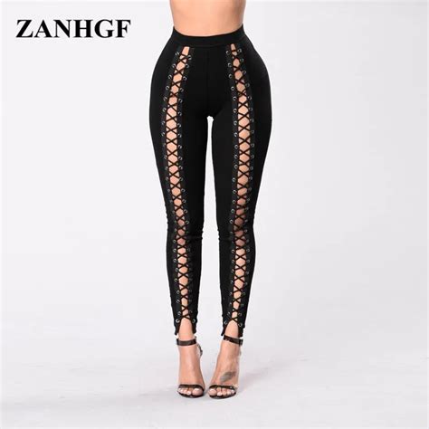 Sexy Criss Cross Tie Fitness Legging Women Black White High Waist Women