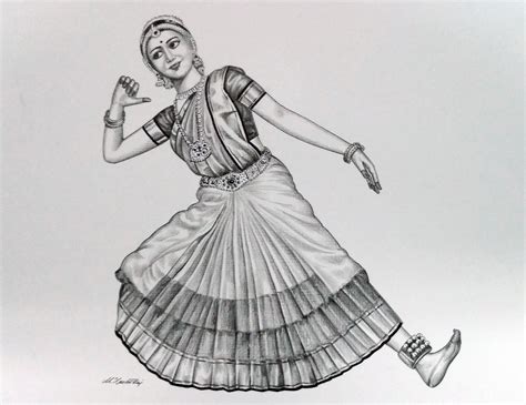 Bharatanatyam Pencil Sketch Celebrating Indian Classical Dance