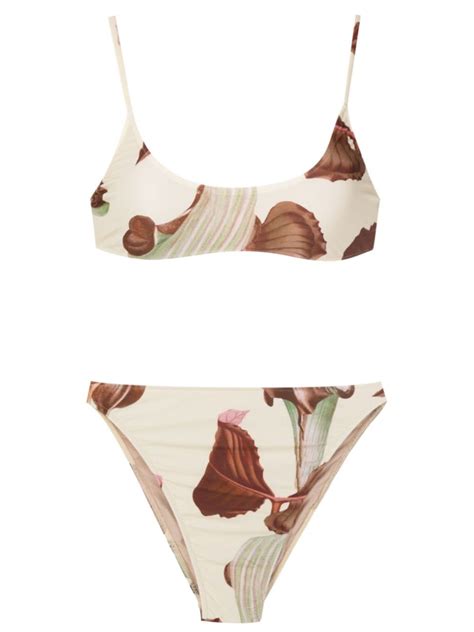 Adriana Degreas Leaf Print Bikini Farfetch
