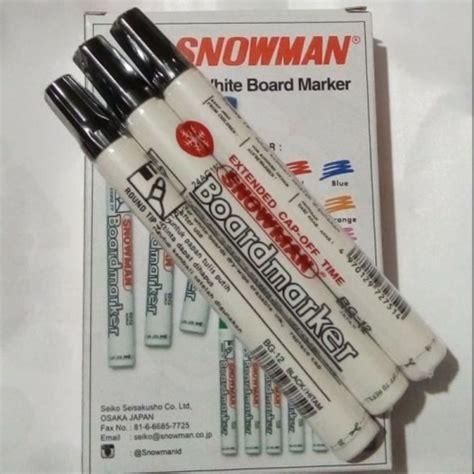 Jual Spidol Snowman White Board Marker BG 12 Warna Hitam Dan Merah