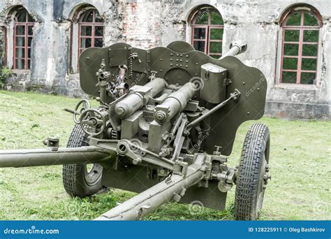 Old Soviet Artillery Antitank Gun From World War Ii Age Stock Image