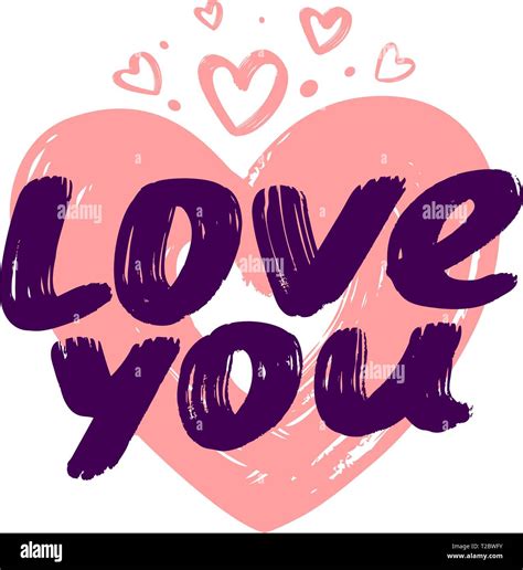 Hand Written Love You Phrase Symbol Vector Illustration Stock Vector