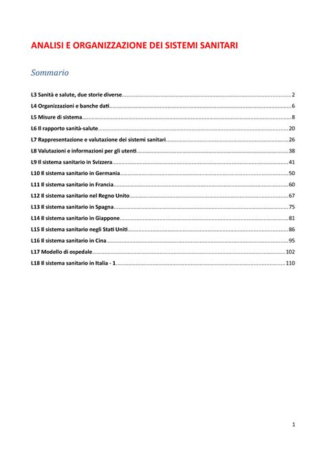 Analisi e organizzazione dei sistemi sanitari - ANALISI E ...