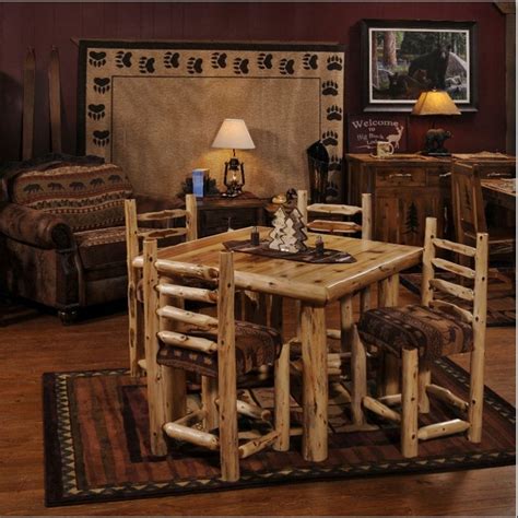 Log Cabin Builder Cedar Table Set Rustic Dining Room Table Cedar