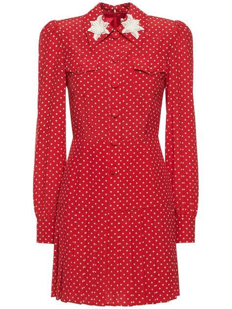 ALESSANDRA RICH Polka Dot Silk Georgette Mini Dress Alessandra Rich