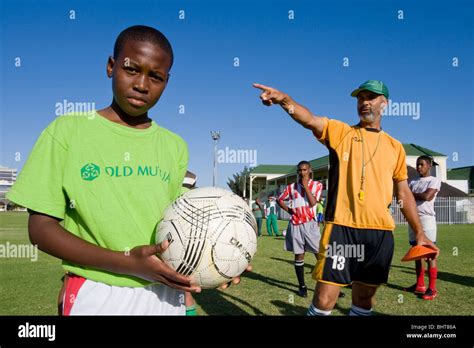 Coach Instructing Players At Old Mutual Football Academy Cape Town