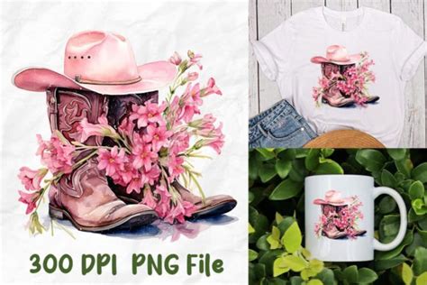 Breast Cancer Cowboy Boots Hat Flowers Graphic By Unlimab Creative