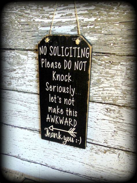 Custom Front Door Sign No Soliciting Sign Funny Wood Sign