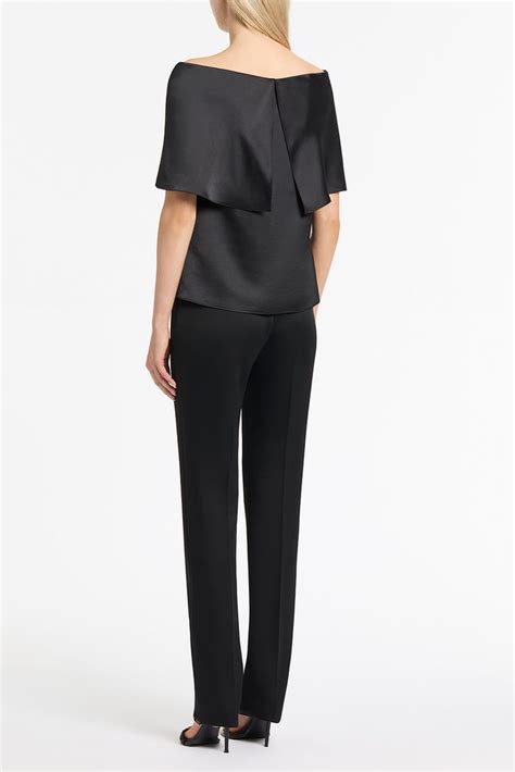 Black Satin Off Shoulder Top Carla Zampatti
