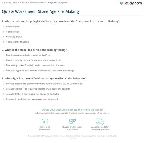 Quiz & Worksheet - Stone Age Fire Making | Study.com