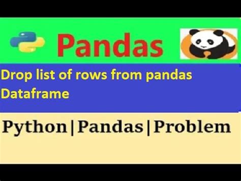 How To Drop Delete A List Of Rows From Pandas Dataframe Drop Rows In