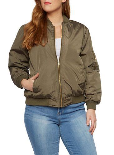 Plus Size Bomber Jacket With Quilted Liningolive Plus Size Bomber Jacket Plus Size Plus