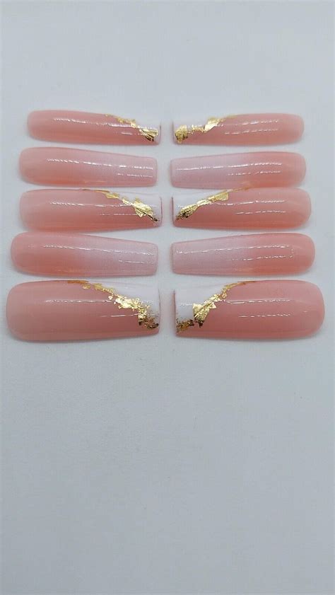 White Slanted French Gold Nude Wedding Elegant Ombre Special Event