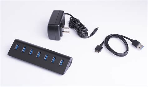 Sabrent Premium 7 Port Aluminum USB 3.0 Hub (5V/4A Power Adapter) Black ...