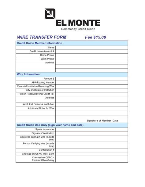 40 Wire Transfer Form Templates Pdf Word Excel