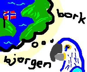 Norwegian Blue parrot pines for the Fjords. - Drawception