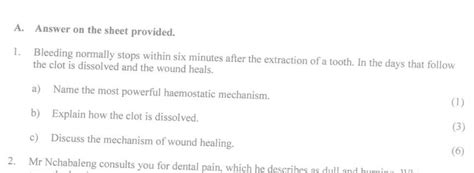 Solved A Answer On The Sheet Provided 1 Bleeding Normally