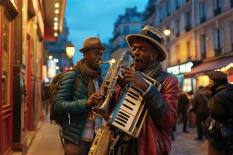 Musicians And Dancers Performing On The Streets Of Paris Premium Ai