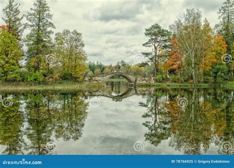 The Gorbaty (Humpback) Bridge in Gatchina. Stock Image - Image of ...
