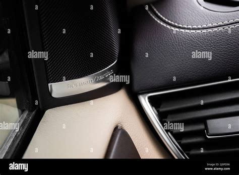 Kharkov, Ukraine - March 14, 2022: Harman Kardon speaker in Mercedes ...