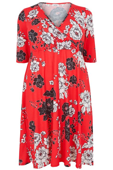 Yours London Red Floral Wrap Dress Plus Size 16 To 36