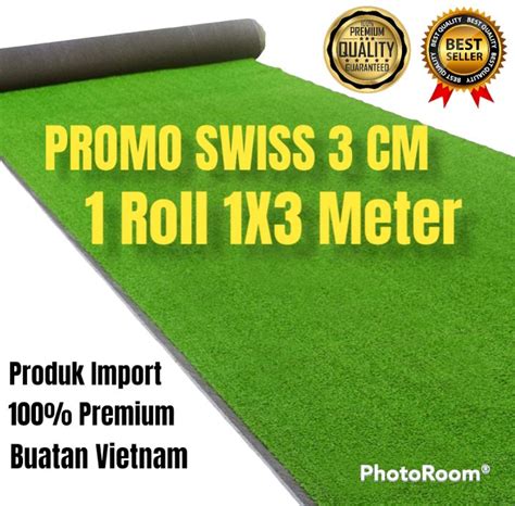 KARPET RUMPUT SINTETIS 1 ROLL 1X3 METER TIPE SWISS TEBAL 3 CM PREMIUM