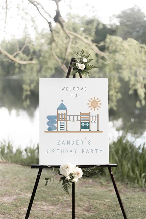 Playground Birthday Editable Welcome Sign Outdoor Park Boy - Etsy