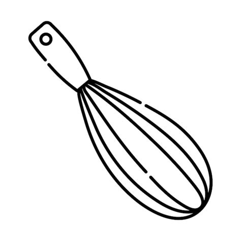 Premium Vector Whisk For Whipping Black And White Vector Line Icon