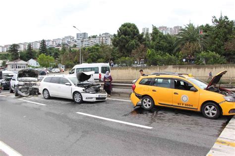 Trabzonda kaza 6 araçlı birbirine girdi Trabzon Haber Trabzon