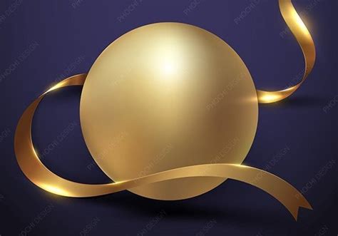 3D Luxury Golden Sphere Ball Ribbon Line Graphic By Phochi Creative