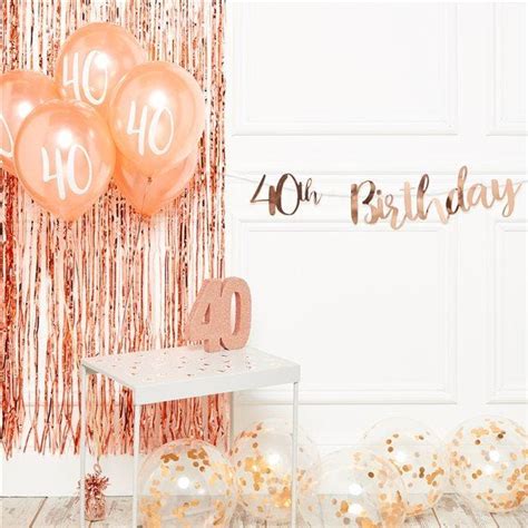 40th Birthday Rose Gold Decoration Kit Deluxe Party Delights