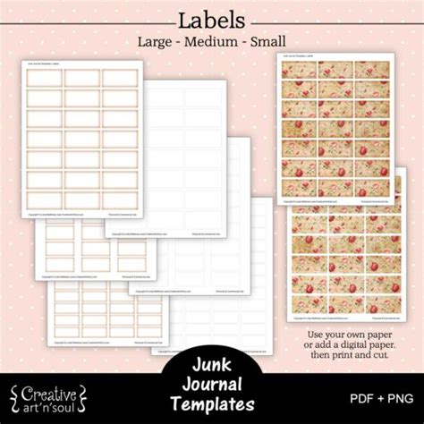 Printable Junk Journal Templates Rectangular Labels Creative Artnsoul