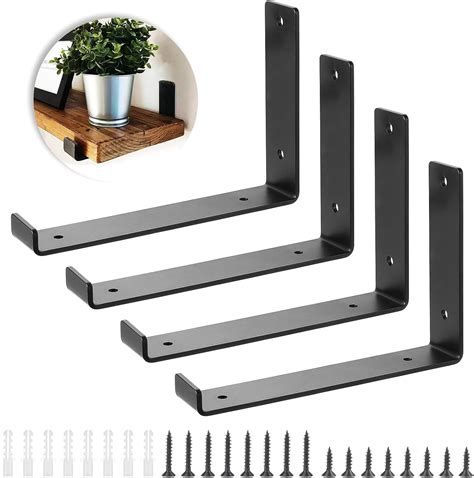 Booramy 4pcs Support Étagère Noir Support Flottant Équerre Mural