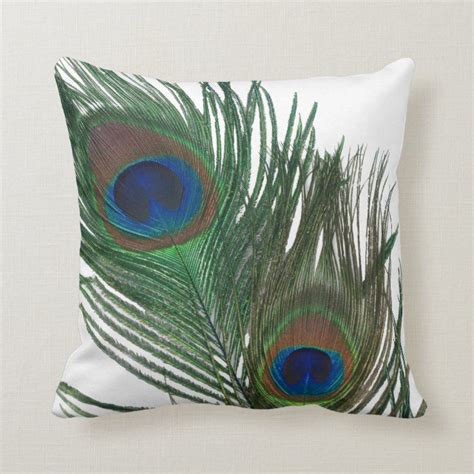 Lovely White Peacock Feather Throw Pillow In 2020