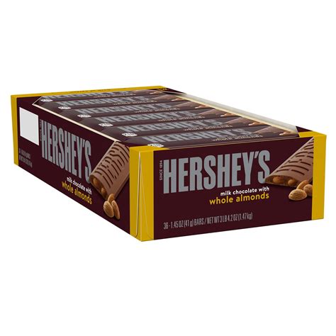 Hersheys Milk Chocolate With Almonds Candy Bulk 145 Oz Bars 36 Ct